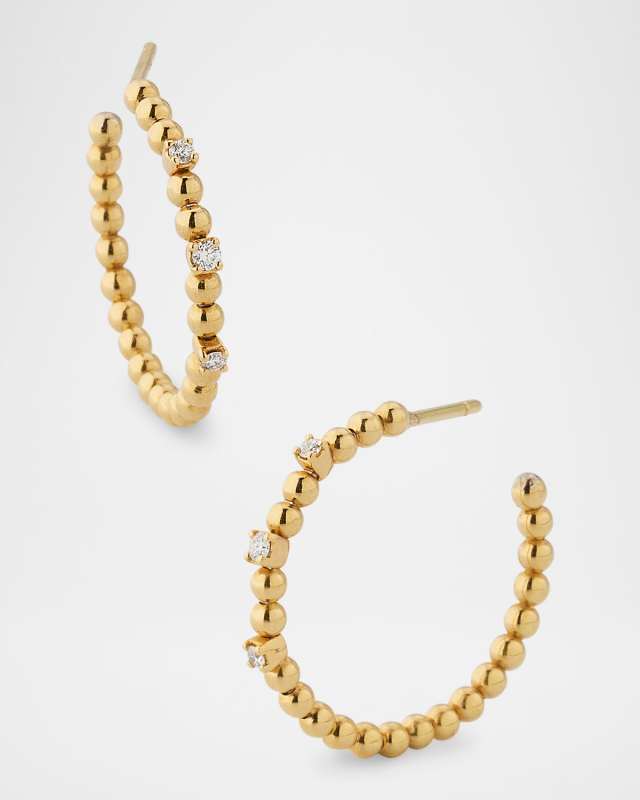 18K Yellow Gold Taormina Hoop Earrings with Diamonds